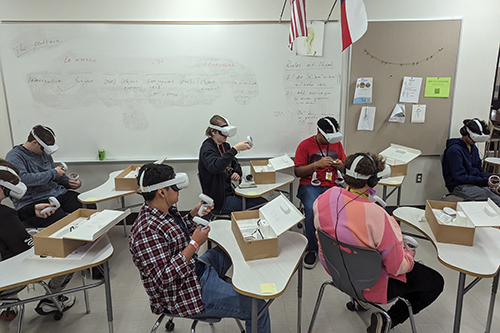 Students use virtual reality headsets in Texas classroom