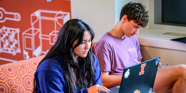 Students working on laptops