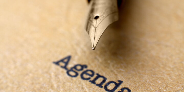 Pen over written word "agenda"