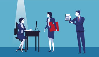 Illustration of business people in office