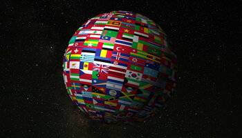 World flags planet