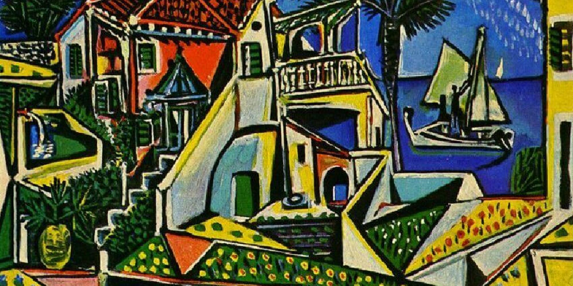 Painting of a house and yacht by Picasso 