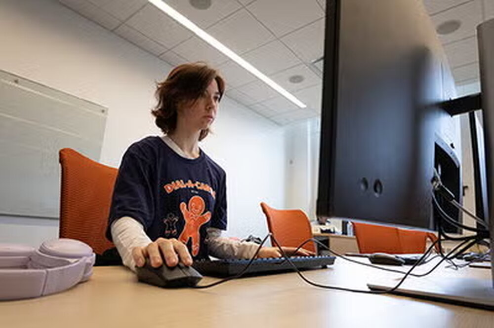 Student using desktop computer