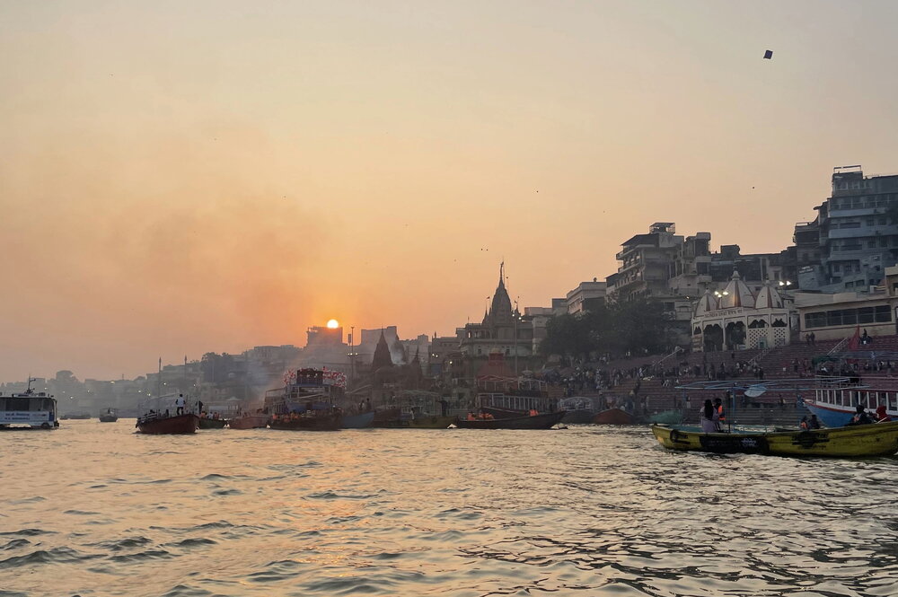 The Ganges River in Varanesi at sunset