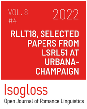 Cover for, "Isogloss: Open Journal of Romance Linguistics, Volume 8, No. 4"