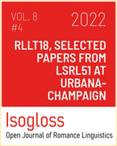 Cover for, "Isogloss: Open Journal of Romance Linguistics, Volume 8, No. 4"