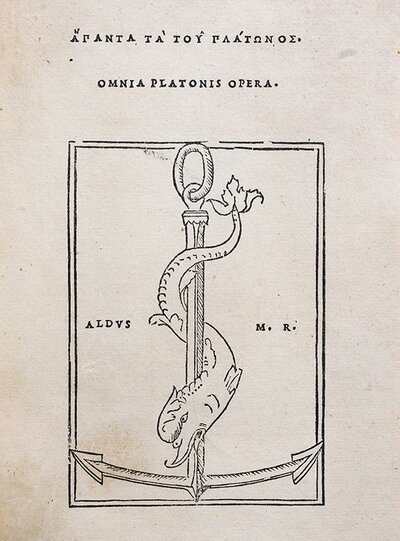 Aldine Press image of dolphin wrapped around anchor
