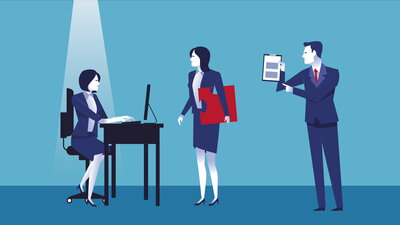 Illustration of business people in office
