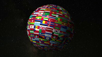 World flags planet