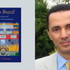 Book cover on left, man in suit on right