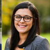 Headshots of three dark haired women