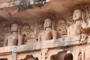 Ancient Jain statues carved out of rock found in Gwalior, Madhya Pradesh, India. (Stock image)