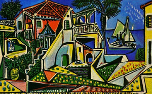Painting of a house and yacht by Picasso
