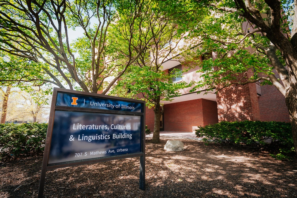 Literatures, Cultures & Linguistics Building sign on University of Illinois campus