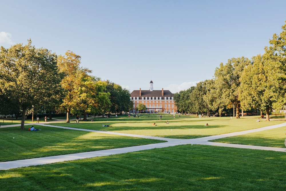 Grassy, daytime shot of the Main Quad