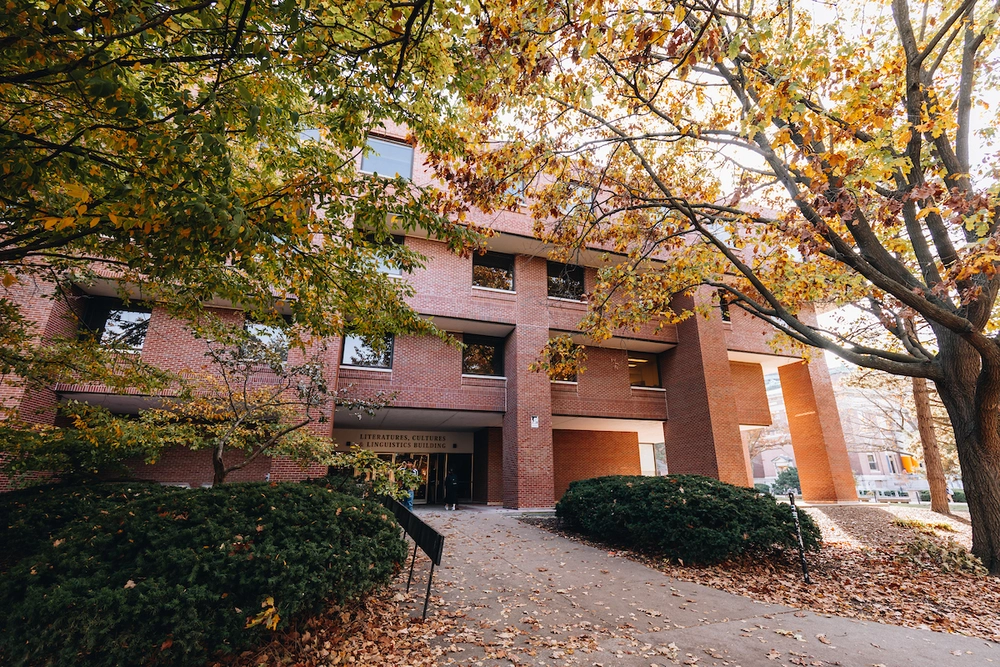Fall view of Literatures, Cultures & Linguistics Building
