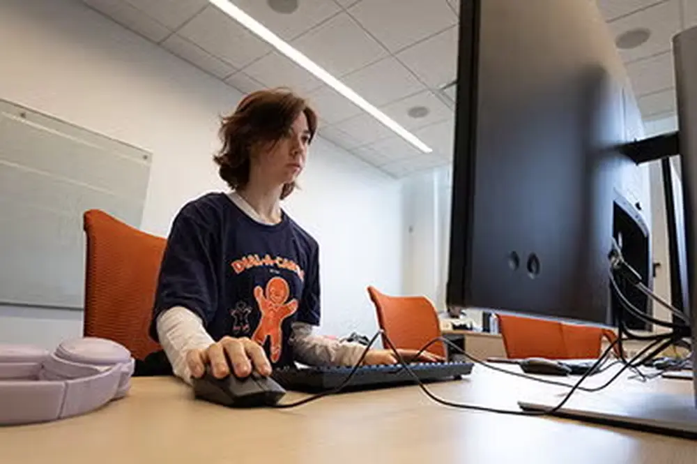 Student using desktop computer