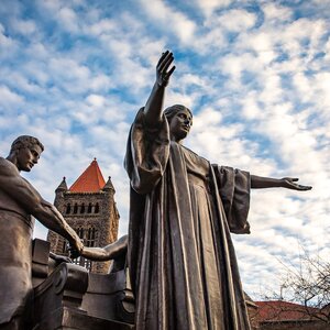 Alma Mater embraces campus as spring is in the air