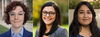 Headshots of three dark haired women