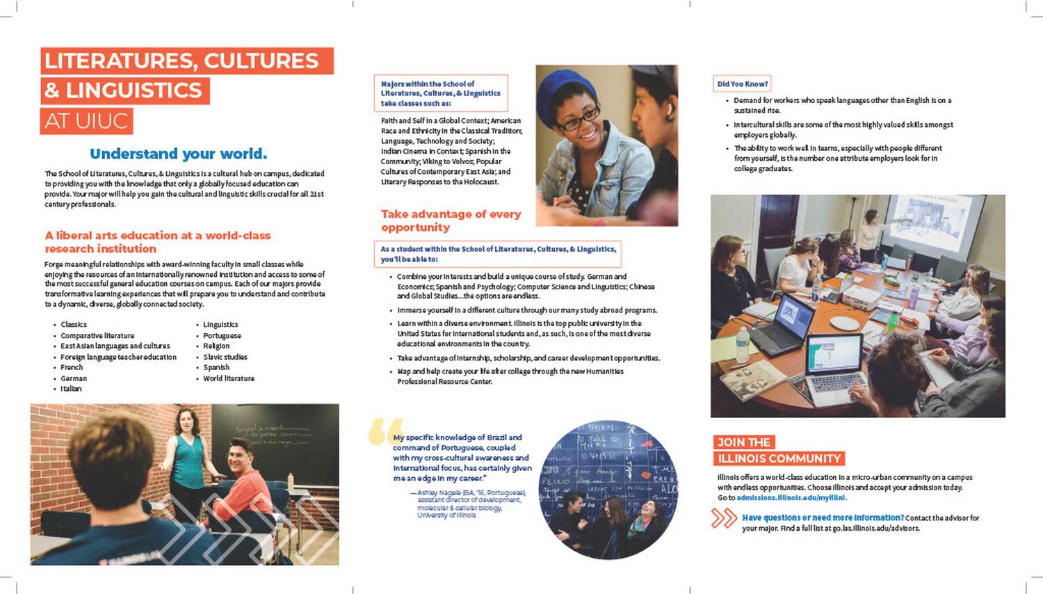 Image of SLCL admitted student brochure for Spring 2022