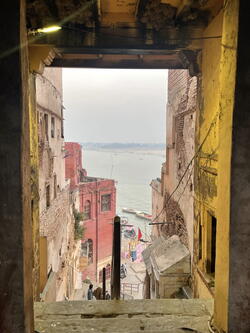 View of Varanasi from building entrance